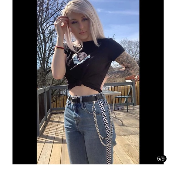 zumiez checkered mom jeans size 0 24” - Picture 6 of 14